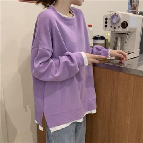 ZHOUTAYLOR Sweatshirt Women Fashion Office Lady Pullovers Femme Full Sleeve Sweet O-Neck Loose Autumn New Tops Female S0700