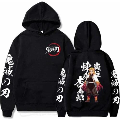 Anime Hoodies Demon Slayer Cosplay Rengoku Kyoujurou Sweatshirt Hip Hop Oversized Loose Casual Pullover Unisex Sweater 2021 Top