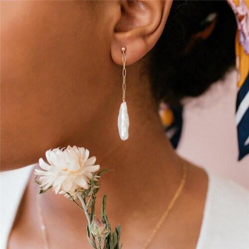 Handmade Baroque Pearl Earrings 14 Gold Filled Jewelry Minimalism Brincos Oorbellen Pendientes Boho Drop Earrings For Women