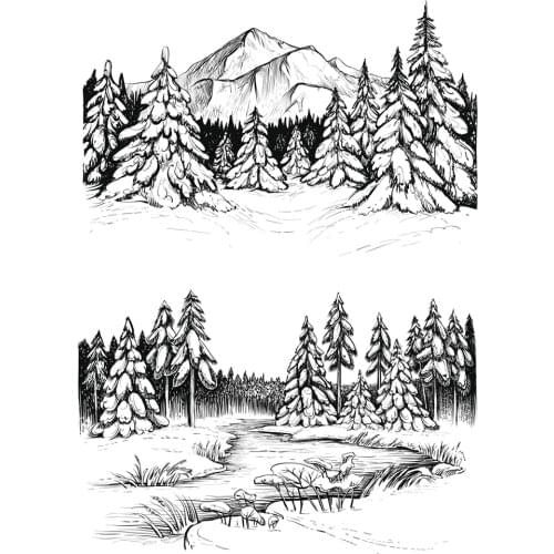 ZFPARTY Mountains/Forest Clear Stamps Scrapbook Paper Craft Clear stamp scrapbooking