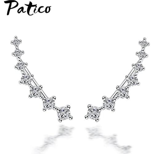 New 925 Sterling Silver Korean Earrings For Women Claw Fake Cartilage Pierced Earings Cubic Zirconia Ear Cuff Party Jewelry