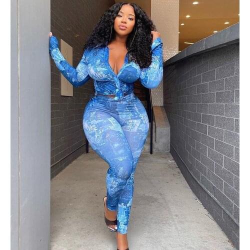 Women Fitness Print Two Piece Pant Suit Turn Down Collar Full Sleeve Blouse and Pencil Legging Activewear Female Tracksuit Hot