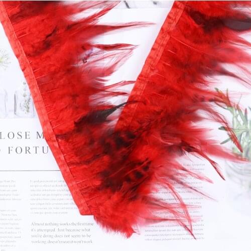 1Meter Natural Rooster Feathers Trim Ribbon 6-8inch Chicken Plume Fringe for Clothing Festival Dress Sewing Decoration Craft