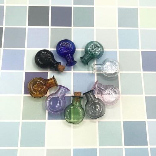 1pcs Mini 10 Color Flat Glass Empty Sample Jars Wishing Bottle Empty Storage Vials DIY Pendants Cork Stopper Home Decoration