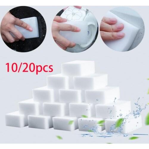 10 / 20Pcs Sponge Rubber Melamine Detergent Sponge Kitchen Cleaning Dishwashing Sponge Bathroom Cleaning Tools 100 * 60 * 20MM