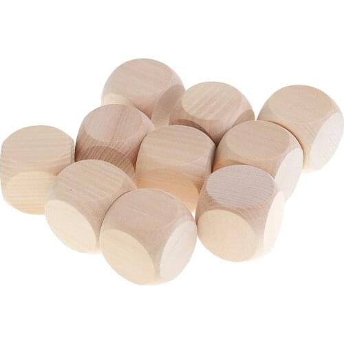 10pcs Wooden 6 Sided Dice Cubes Unfinished Blocks for Puzzle Making Crafts DIY for D&D DND MTG Role Playing Table Card Games