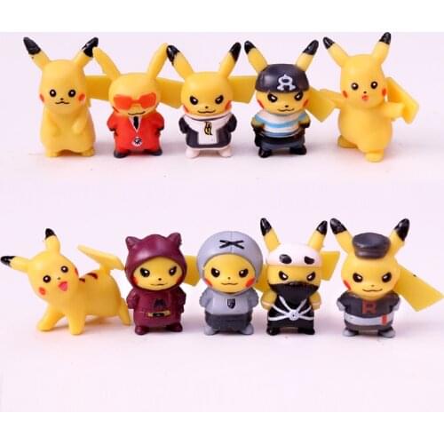 10Pcs/Set TAKARA TOMY Pokemon Pikachu Action Figures Ninja Pirate Costume Pikachu Toys Kids Birthday Gift