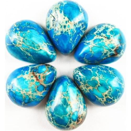 10pcs Light Blue Sea Sediment Jaspers& Pyrite Teardrop CAB CABOCHON 13x10x5mm