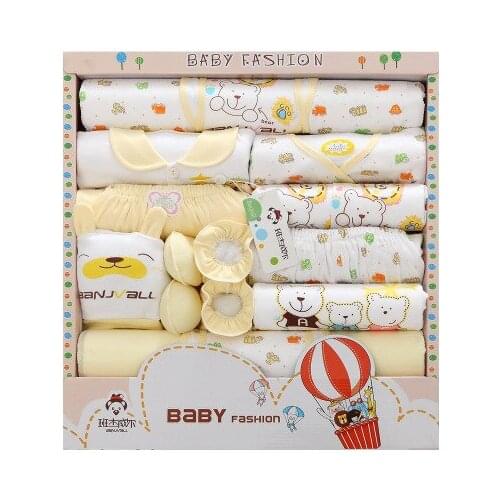 18 PCS Newborn Clothing Cotton Unisex Baby Girl Clothes Rompers Pants Hats Gloves Socks Baby Boy Clothes Long Sleeve Baby set