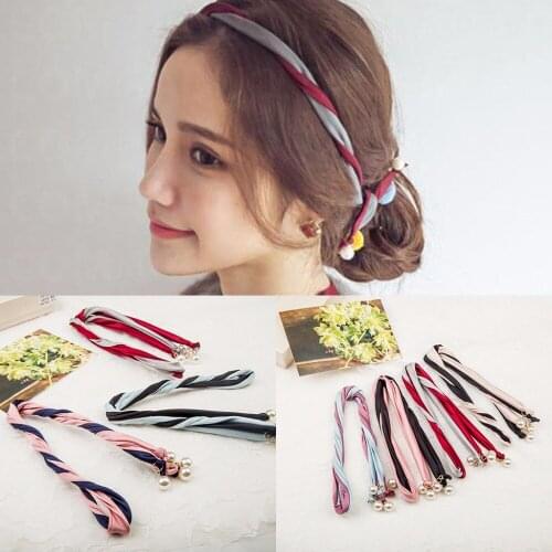 2 Colors Collocation Cloth Wrapped Winded Hairbands Simulated Pearls Headbands for Women Hairwear Accessories
