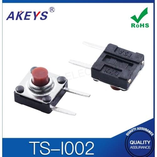 20PCS TS-I002 6*6 Waterproof Dustproof Tact Switch Side Insert 2 Pin Pressure Switch Red Button