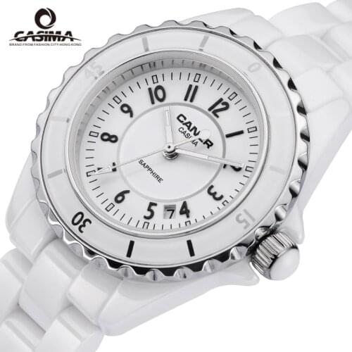 2020 Luxury Brand Women Watches Fashion Casual Elegant Ceramic White Quartz Wrist Watch Women Waterproof 100m CASIMA #6702