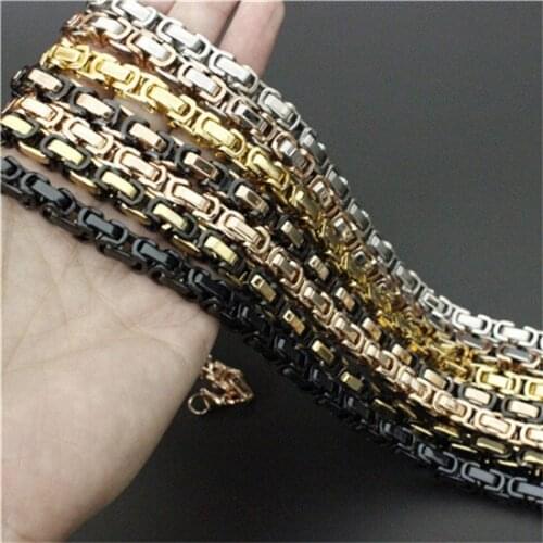 22 inch 8mm/6mm/4mm Byzantine Single Box Chain Hot Selling 316L Stainless Steel Cool Mens Band Party Biker Necklace