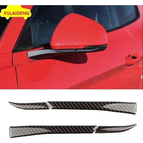 4pcs For Ford Mustang 2015-2017 GT500 GT350 Carbon Fiber Car Rearview Mirror Mouldings Trim Cover Car Styling Accessories