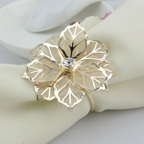 6PCS Napkin Rings Holder Serviette Buckle Holder Exquisite Household for Table Parties Wedding Christmas Thanksgiving Dinner