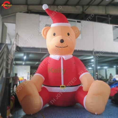 8mH giant inflatable bear balloon with hat for christmas advertising, cheap Xmas inflatable decorations bear cartoon