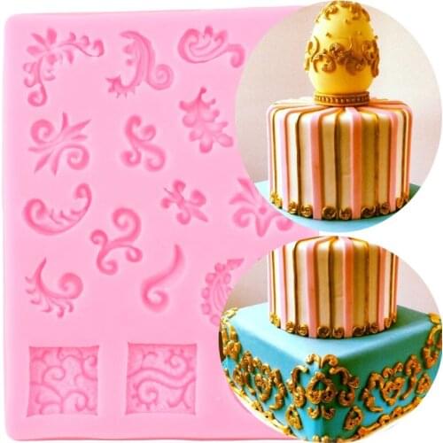 Baroque Scroll Relief Border Silicone Molds DIY Cupcake Topper Fondant Cake Decorating Tools Candy Clay Chocolate Gumpaste Mould