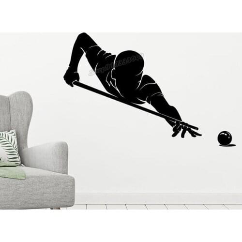 Billiard Player Wall Decal Vinyl Decal Home Office Decor Sport Game Wall Sticker Billiards Club Interior Decor Wallpaper B419