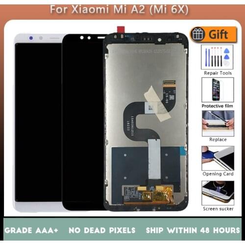 For XIAOMI Mi A2 Mi 6X Original LCD screen assembly with front case Black White With repair tools and Tempered film
