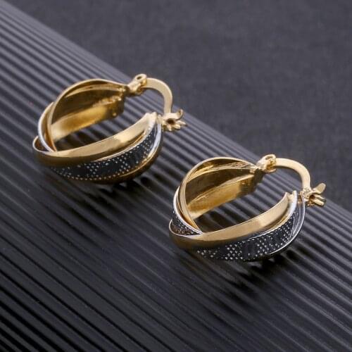 Two Tone Austrian Earrings Trendy Women Shiny Earrings Charm Jewelry