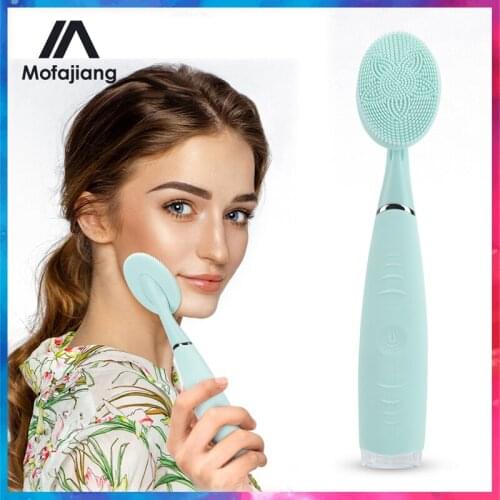 Mini Electric Facial Cleaning Brush Sonic Vibrator Waterproof Pore Cleaner Face Brush Washing Massage Silicone Beauty Skin Care
