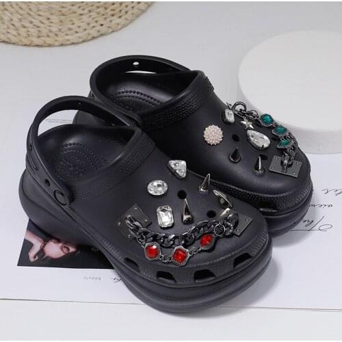 Brand Shoes Charms Designer Croc Charms Rhinestone for croc JIBZ Punk chain Clog Decaration Metal Kids women Girls Gifts