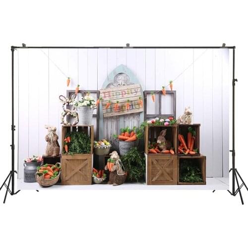 Photography Background Baby Spring Outdoor Photoshoot Backdrop Studio Easter Day Banner Rabbits Vintage Wood Door Decors Prop