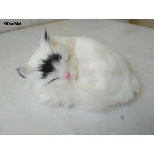 Simulation sleeping cat 12x10cm model,plastic&furs sounds miaow white cat handicraft,home decoration,gift p0890