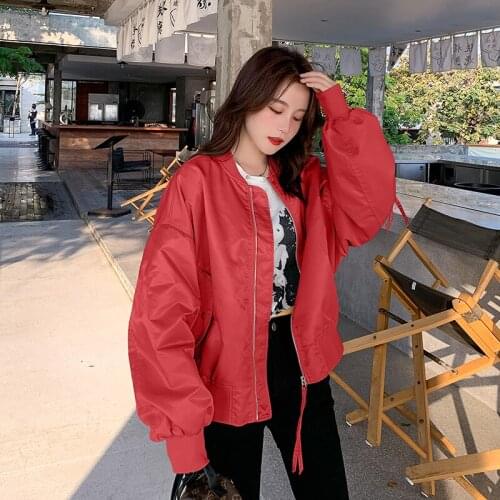 Spring Autumn Coat Women Fashion Korean Pleated Design Loose Casual Bomber Jacket Female Streetwear Hip Hop Baseball Outerwear