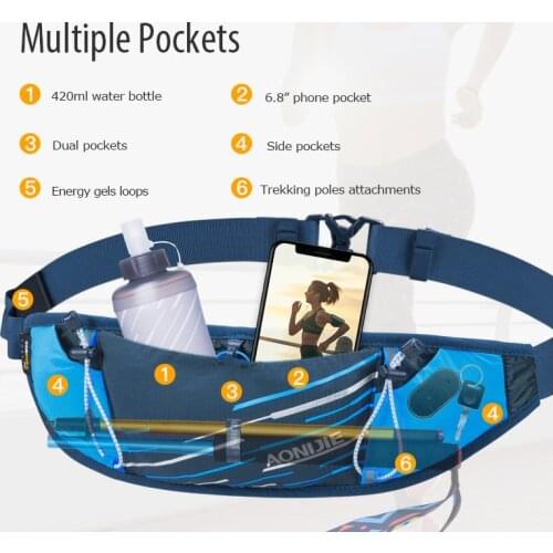 AONIJIE W8102 Lightweight Slim Running Waist Bag Belt Hydration Fanny Pack For Jogging Fitness Gym Hiking