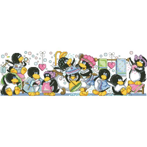 Embroidery Cross Stitch Kit Needlework DIY DMC Counted Cross Stitch Kits Midsummer Small Penguin in the bathroom 54-23