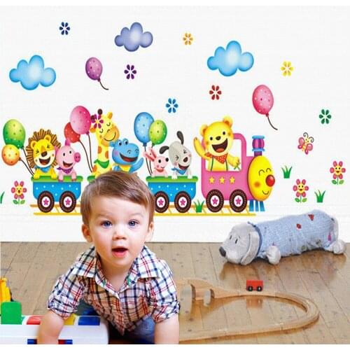 Cartoon Train Kindergarten Wall Paste Children Baby Room Home Decoration Art Mural Peeling Wallpaper Autohesion 24*42cm JU0052
