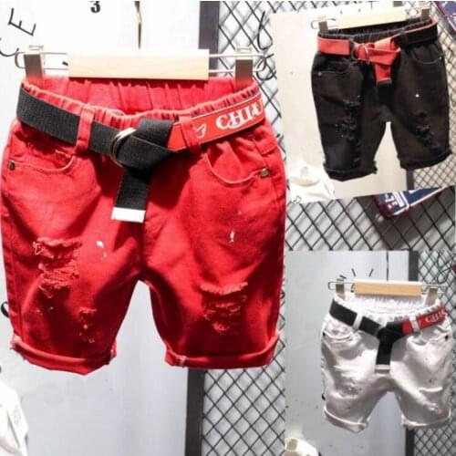 New Childrens shorts 2020 Hot sale summer children shorts Boys casual color ripped Holes denim Kids shorts pants 2-6years