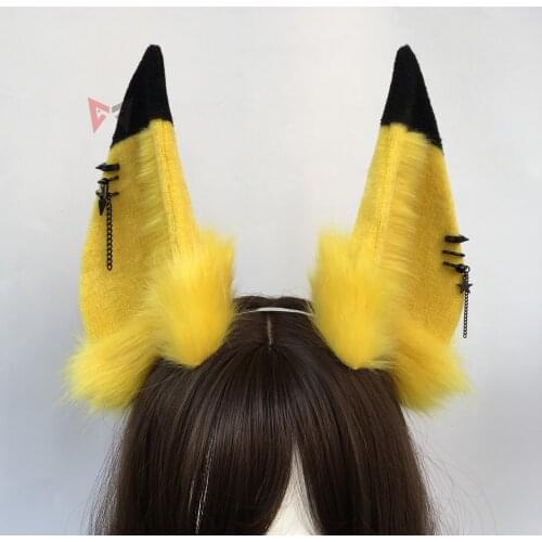 New Handmade Work Original Beast Anubis Wolf Wolves Ears Black Yellow Hairband Hairhoop Headwear For Cosplay Costume Accessories