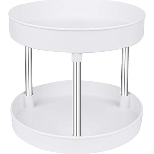 2 Tier Plastic Under Sink Organizers Kitchen Bathroom Organizers and Storage Rotating Spice Rack Organizer for Fridge