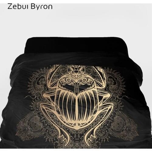 3D Duvet Cover King/queen size,Blanket/comforter Cover 220/240,Quilt cover for 90/150/single bed,Bedding Black golden Scarab