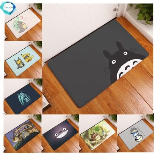 Cartoon Totoro Mat Chinchillas Cat Animal Fashion Rectangular Mats Entrance Doormats Washable Kitchen Floor Bathroom