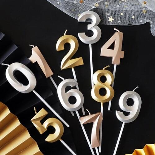New Colorful Wedding Birthday Number Cake Candles 0 1 2 3 4 5 6 7 8 9 Cake Topper Kids Girls Boys Baby Party Supplies Decoration