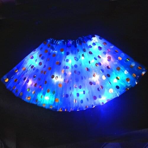 New Light Up Glow LED Sequin Dot Girls Kids Clothes Tutu Skirt Dance Pettiskirt Party Ballet Dancing Christmas 3-12 Years