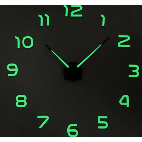 Luminous Large DIY 3D Wall Clock Modern Design Acrylic Mirror Sticker Wall Watch Clocks Home Decor Nightlight Clock WithBackligt