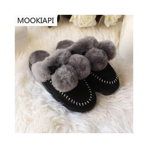 Sheepskin and Fur Slippers Womens Fall and Winter 2019 New Type Home Fur Bag Headball Slipper Shoes, Womens Shoes