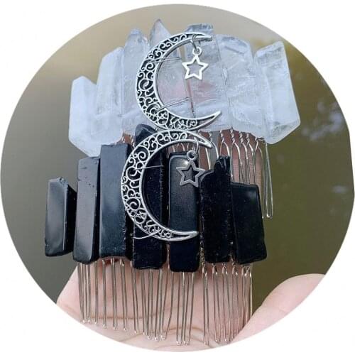 Tiara Headwear Bride Moon Crystal Hair Comb Rave Quartz Hair Comb Boho Wedding Accessory Crown