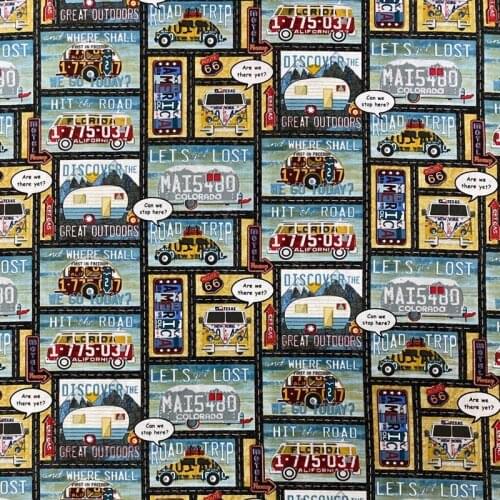 ZENGIA 50x110cm Outdoors Road Trip Cars 100% Cotton Fabric For Telas Patchwork Sewing Material Diy Quilting Baby Clothing