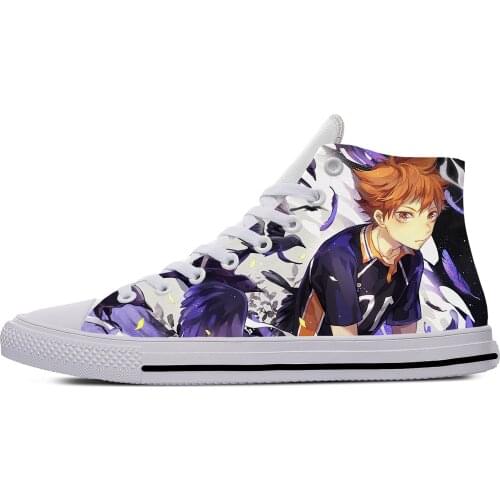 Japanese Anime Manga Haikyuu Hinata Shoyo Kuroo Casual Cloth Shoes High Top Lightweight Breathable 3D Print Men Women Sneakers