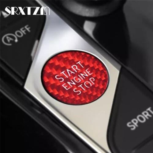 Carbon Fiber Interior Engine Start Stop Push Button Cover Cap Trim Start Stop One Button For BMW 3 Series G20 X5 G05 X7 G07 G14