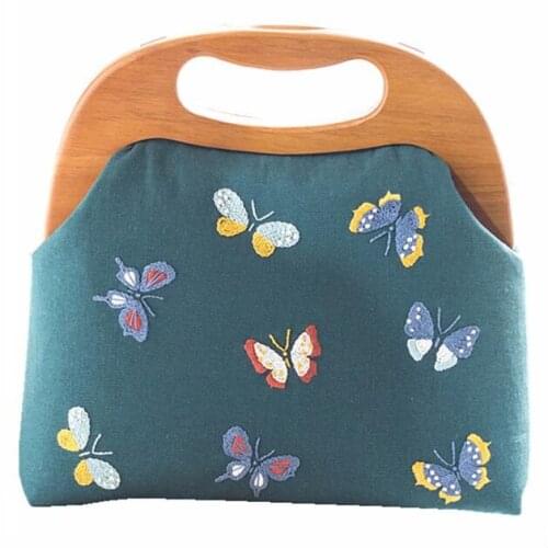 Japanese Solid Wood Hand-held Inclined Span Bag European embroidery kit simple three-dimensional embroidery Ribbon kit embroider