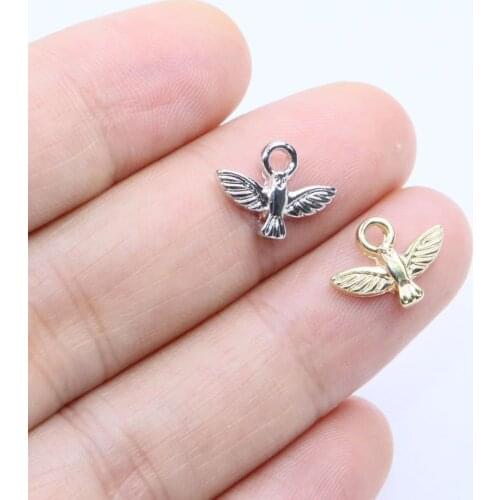 Eruifa 20pcs 12mm Popular Mini Eagle Zinc Alloy Jewelry DIY Charms Pendant Women Girl Necklace, Earring Bracelet 2 Colors