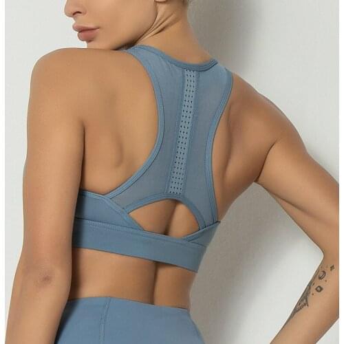 Anti-sweat breathable mesh splicing beauty back sports bra fitness vest thin collection breathable yoga underwear women