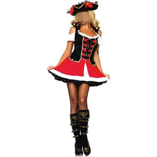New Arrival Hot Sale Cute Pirate Costume Red Women Halloween Carnival Costume Women Dress