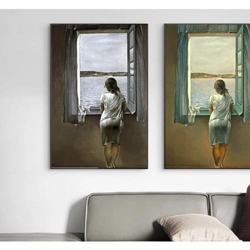 Salvador Dali Famous Figure At A Window Posters and Prints Canvas Painting Cuadros Wall Art Pictures for Living Room Home Decor